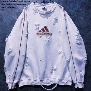 【doppio】vintage “adidas” performance logo design boro custom sweat pullover