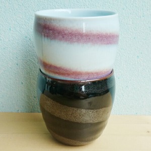 有田焼　ロックカップ　【天目渦・朱彩渦】 1-079