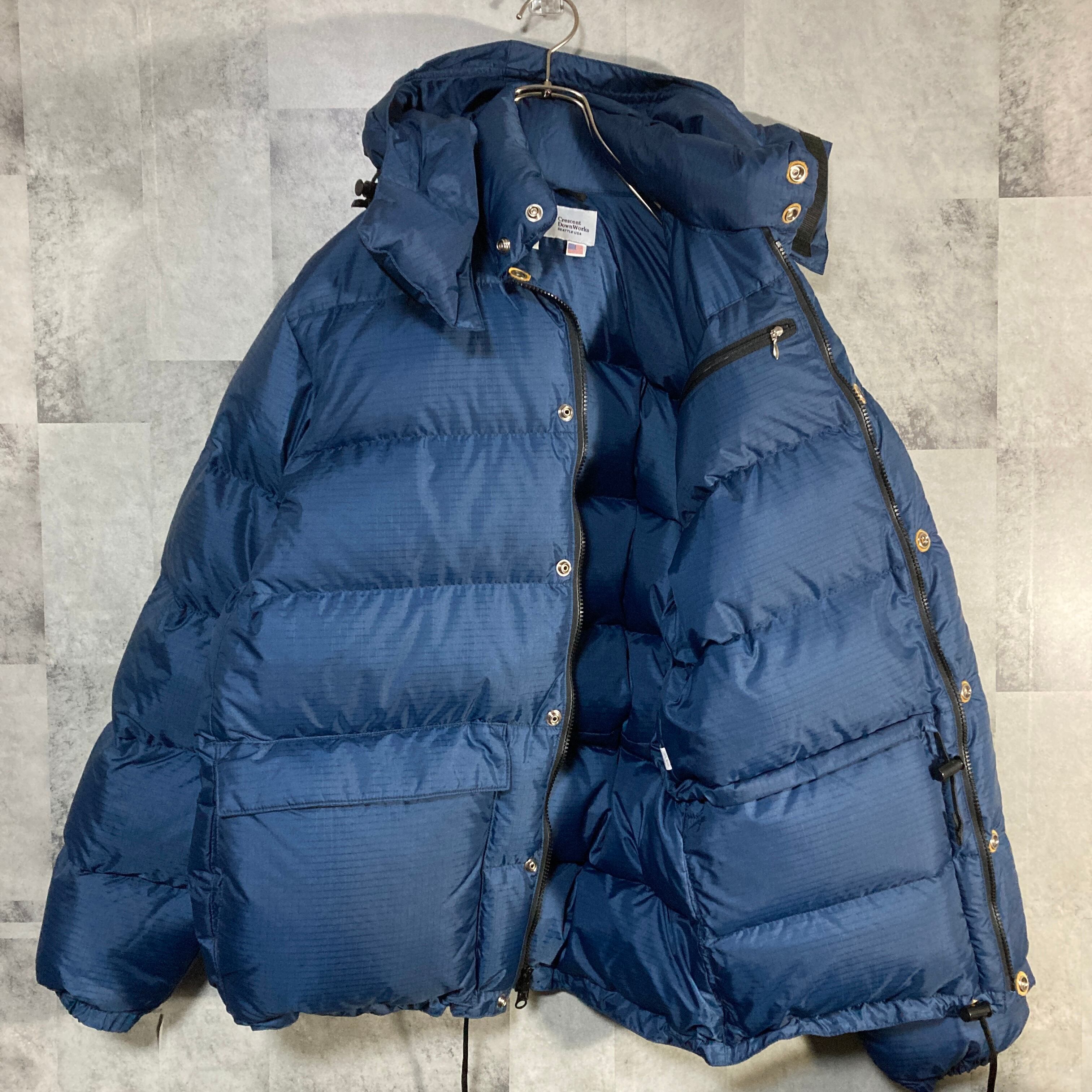 【美品】USA製 クレセントダウンワークス ダウンベストパーカー ネイビー S TIME SALE] CRESCENT DOWN WORKS クレセントダウンワークス 別注