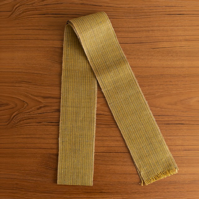 三越扱い　日本工芸会正会員　新里玲子作　宮古上布　縞文　角帯【未使用品】　