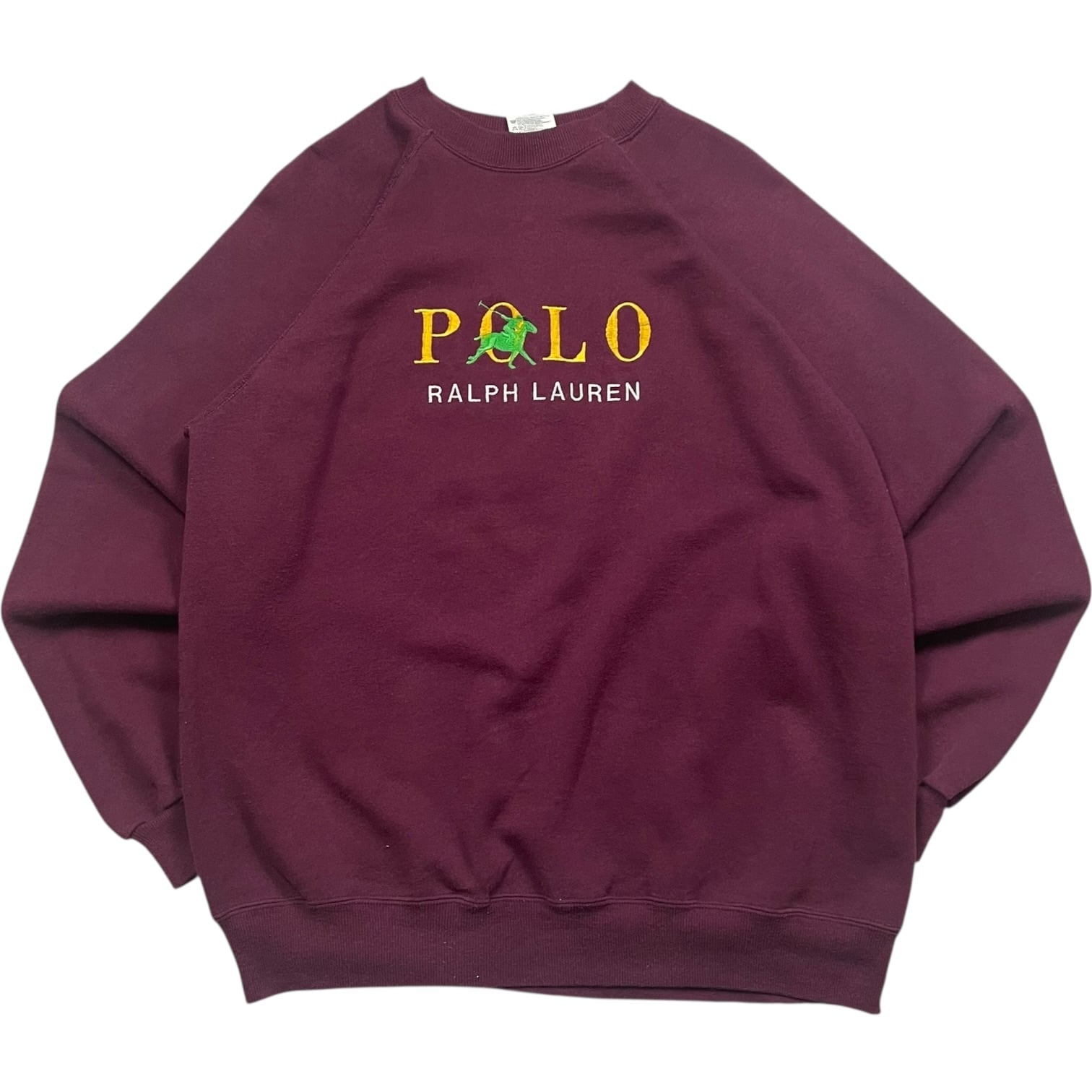 《XL》 Hanes ヘインズ スウェット Polo by Ralph Lauren ポロバイラルフローレン ブートレグ 刺繍 刺繍デザイン バーガンディ USA製 90年代 vintage no.9922