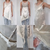 サテンレースアシメcamisole/アイボリー