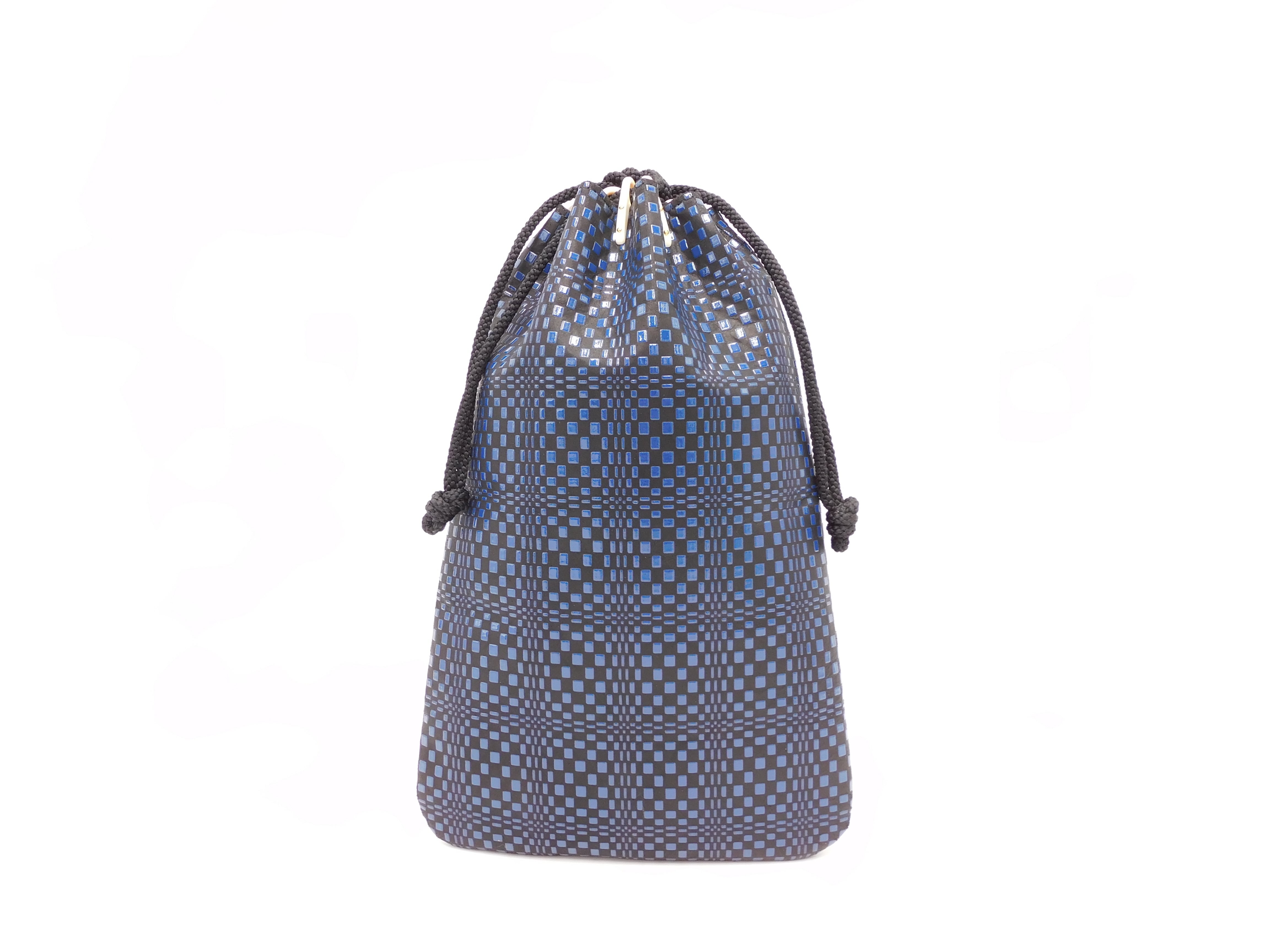 合切袋(小)黒/紺 変わり市松柄