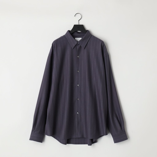 KANEMASA PHIL. 36G Wool Stripe Ideal Shirts(GREY(Shetland Grey)