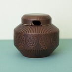 ARABIA FINLAND FRUITS PATTERN BROWN JAM POT