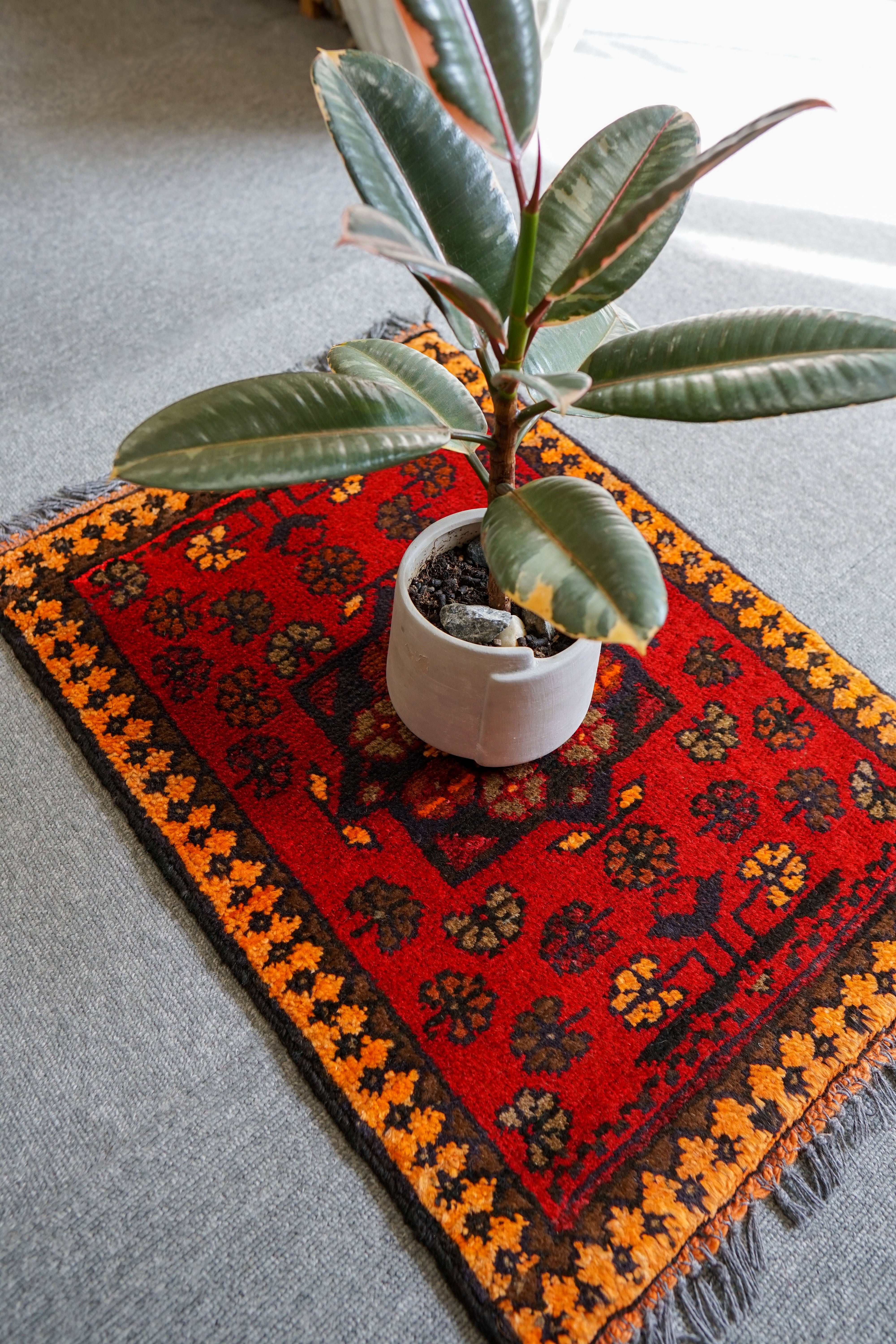 120×78cm【アフガニスタン手織り絨毯 カールモハメディ】ペルシャ絨毯 120×78cm【アフガニスタン手織り絨毯 カールモハメディ