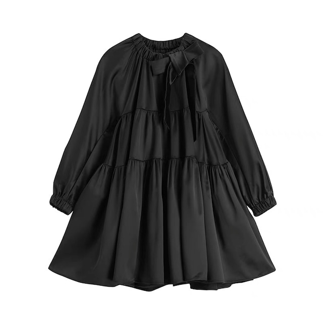 Black neck ribbon dress