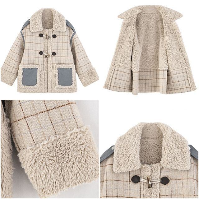 予約販売】ダッフルコート レディース ショート丈 裏ボア チェック柄