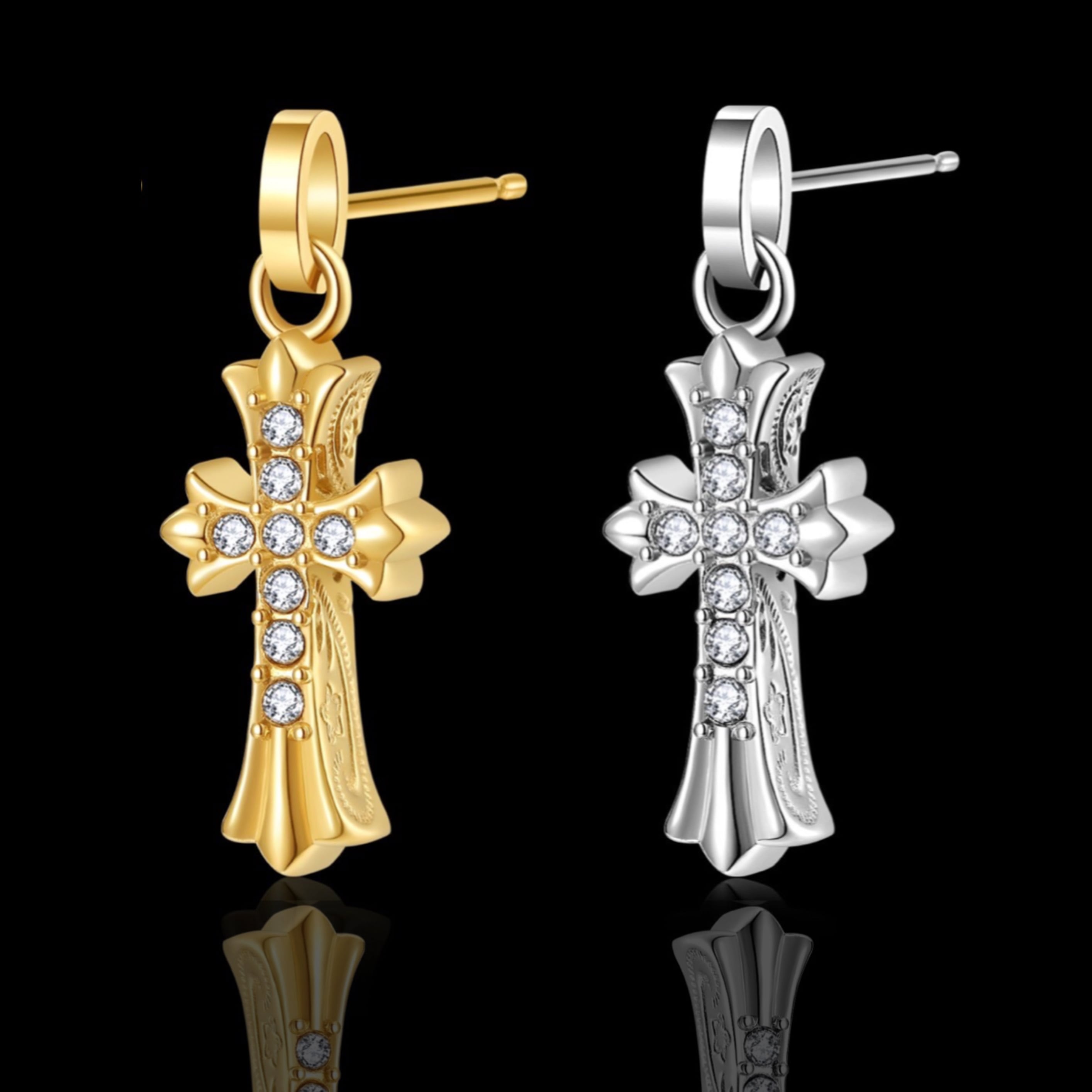片耳のみ】316L Hawaiian cross zirconia pierce | ✯Lucliss Jewelry✯