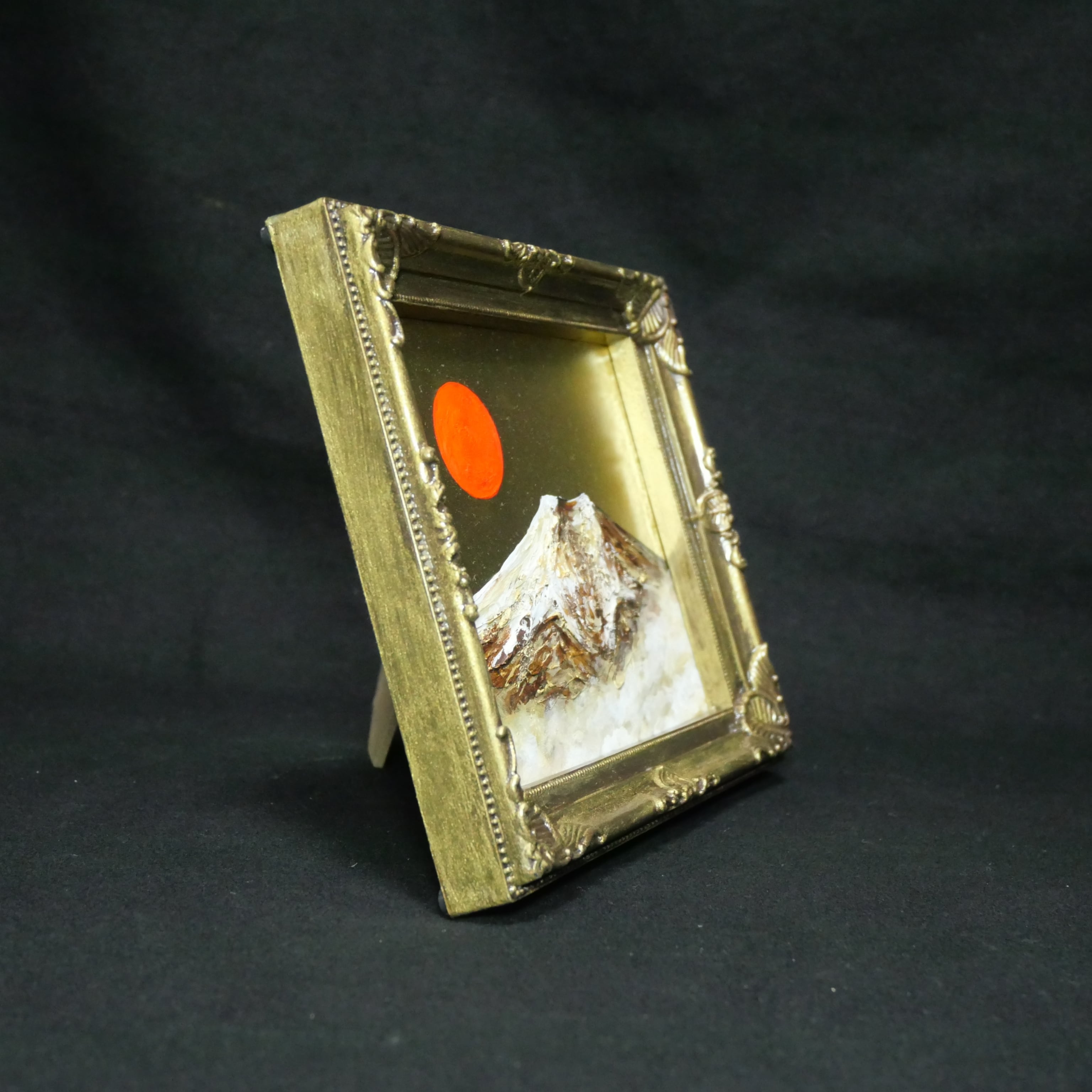 油絵 ミニ色紙絵画【黄金富士山】原画・一点物（インテリア