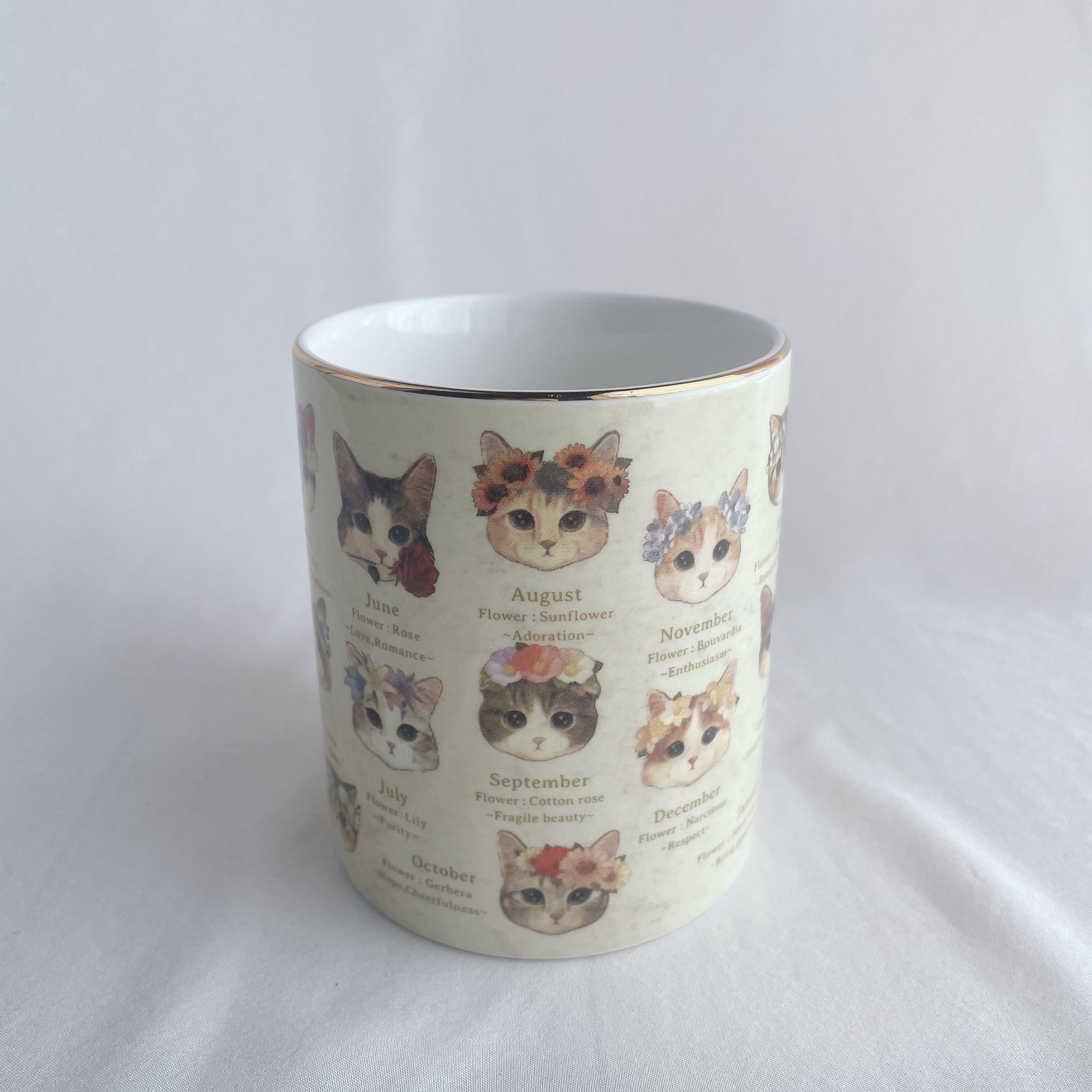 ☆マグカップ｜ねこ fleurs&chats｜KT-MG-004　猫 ねこ ネコ 猫雑貨 ねこモチーフ ネコグッズ かわいい おうちカフェ プレゼント ギフト 贈り物