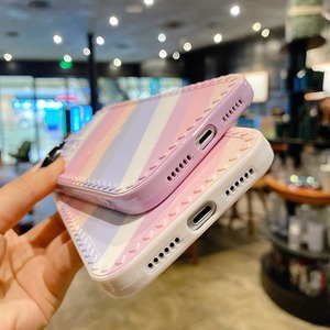 iphone X 11 12 シリーズ  パステルレインボー シリコンケース♡カメラ保護