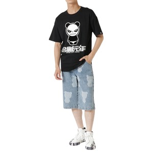 送料無料 【HIPANDA ハイパンダ】メンズ【SINCE YEAR ZERO】フロッキー プリント Tシャツ MEN'S  FLOCKY PRINT SHORT SLEEVED T-SHIRT / WHITE・BLACK