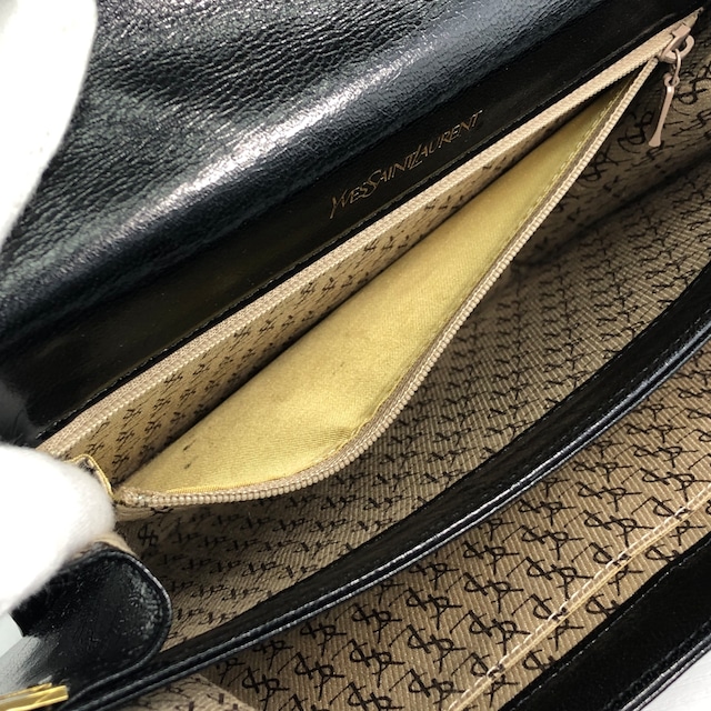 Yves Saint Laurent イヴ・サンローラン ショルダーバッグ ブラック YSL ロゴ レザー リザード型押し vintage ヴィンテージ オールド mwbp36