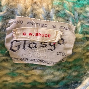 60's blue yellow mohair cardigan