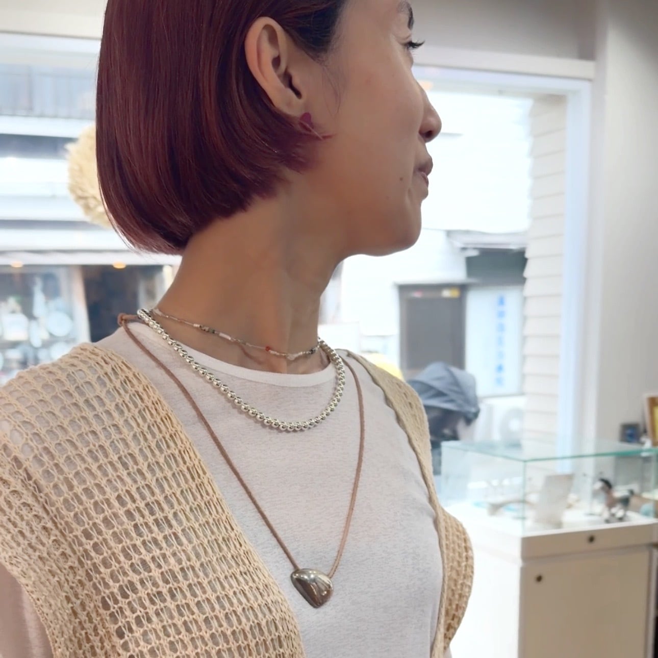 ナバホパール ネックレス 丸玉 6mm 45cm 《Indian Jewelry