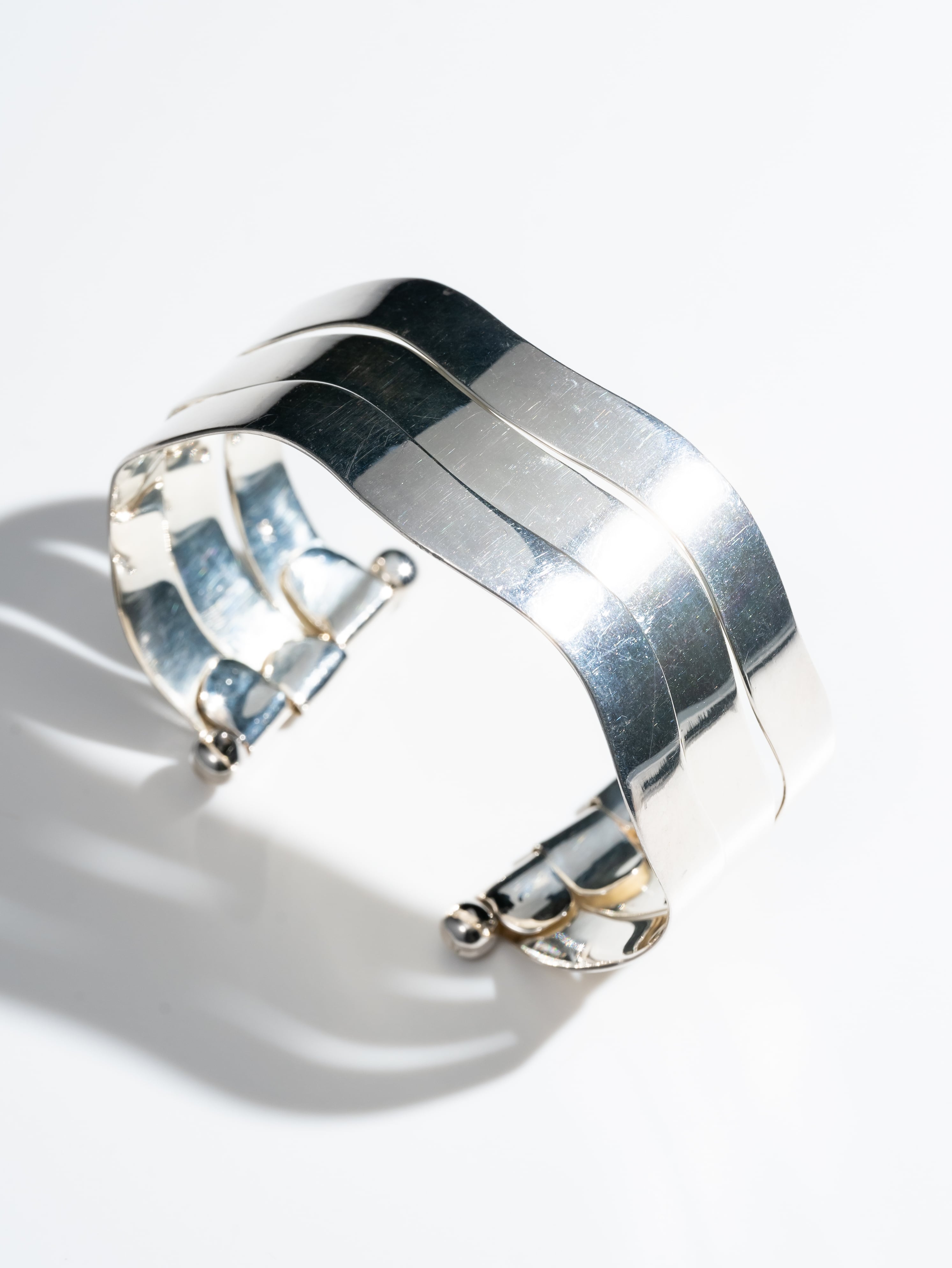 Vintage sterling silver mexican modern cuff bracelet