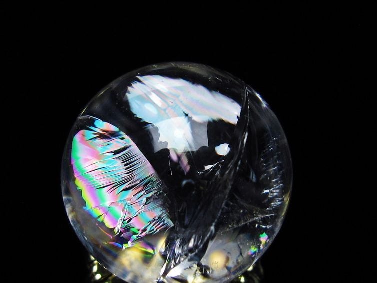 アイリスクォーツ 水晶 丸玉 虹入り 27mm 水晶玉 置物 スフィア 141