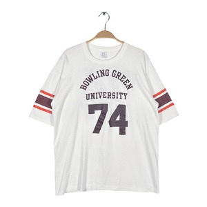 70s ベルバシーン ナンバリング ヴィンテージ Tシャツ 3段プリント アーチロゴ ホワイト BOWLING GREEN UNIVERSITY シングルステッチ サイズXL BZ0686