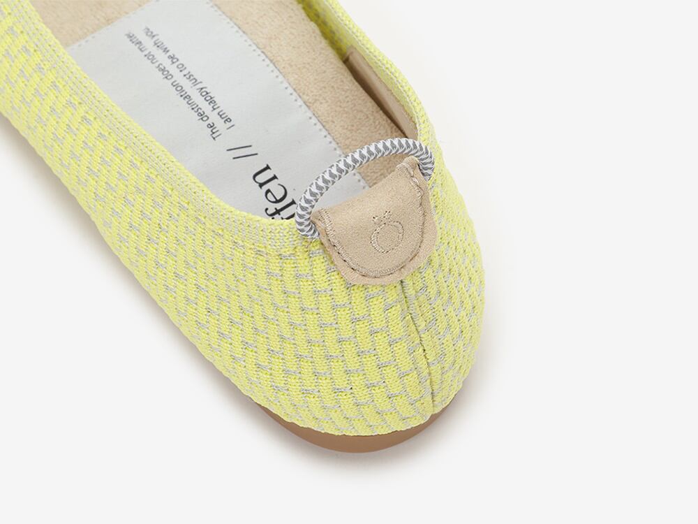バレエシューズ offen plain rectangular pattern /Yellow plain rectangular pattern / YELLOW & KHAKI | Offen