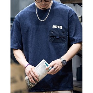 front pocket casual short sleeve t-shirt A0353