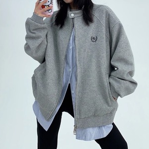 Embroidery Roundneck Unisex Casual Jacket 125024