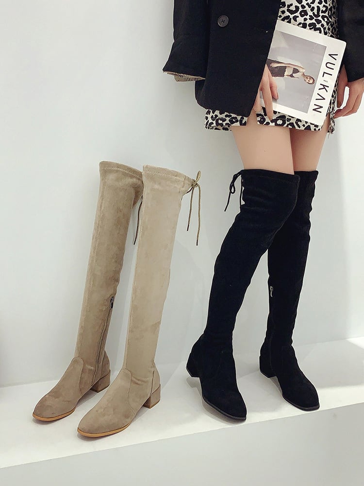 薄手ブーツオータムウィンターレーススウェードロング 靴 シューズ 秋物 冬物 部族の婦人靴84085360712