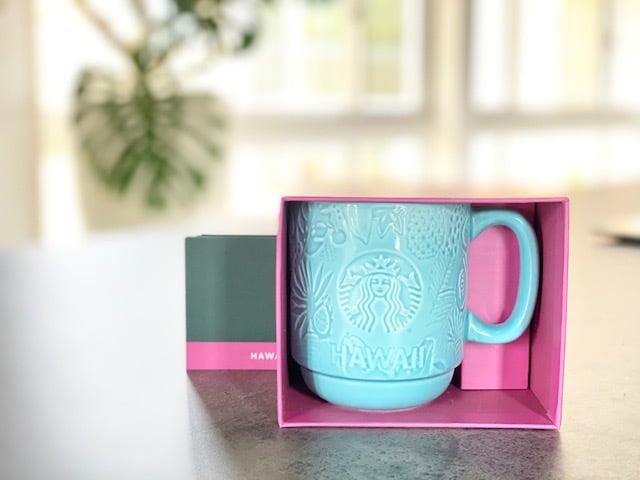 NEW＊【Starbucks coffee HAWAII】【ハワイ限定】希少 スターバックスコーヒー マグカップ ターコイズ ターコイズブルー ロゴ  フルーツ柄 スタバ スタバ限定 スタバマグカップ モンステラ パイナップル ハワイ ALOHA ギフト プレゼント ハワイ買い付け 海外雑貨