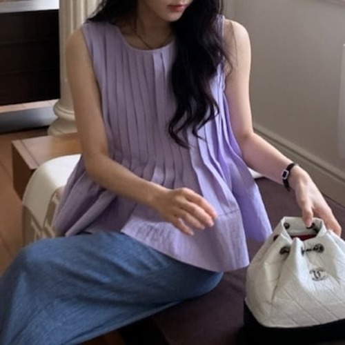 2024 春夏トップス シャツ ラウンドネック ノースリーブ ゆったり 細見え 夏 白 黒 紫 おしゃれ かわいい 韓国ファッション レディース お出かけ