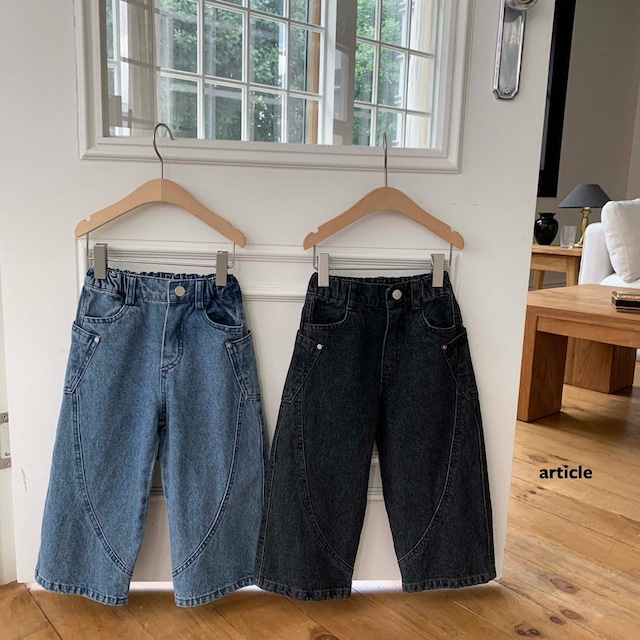 【取寄】article|logos cut denim pants|ロゴス切替デニムパンツ|S-JM|kids&jr|26 autumn