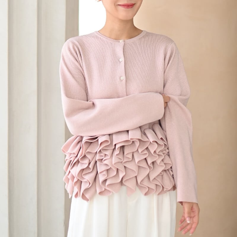 予約商品】ギャザーフリルニットカーディガン N3366 | nanastyle