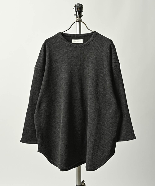 many men many mind Yarn-dyed waffle CN 7/8 sleeve tee (BLK) M2614030