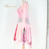 社交ダンス 衣装 ラテン ドレス ワンピース ピンク系 インザムード in the MOOD 日本製 デモ ピンク シルバー 競技 パーティ 発表会 明るい 伸縮 ストレッチ ラテン衣装 デモ用 衣装 女性用 ストレッチ素材 競技会用 おしゃれ コスチューム