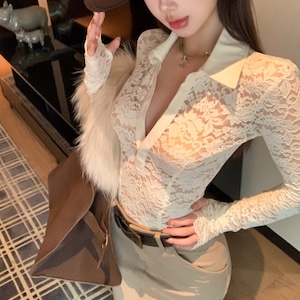 シアーフラワーレースブラウス ・12919 シアーフラワーレースブラウス ・12919