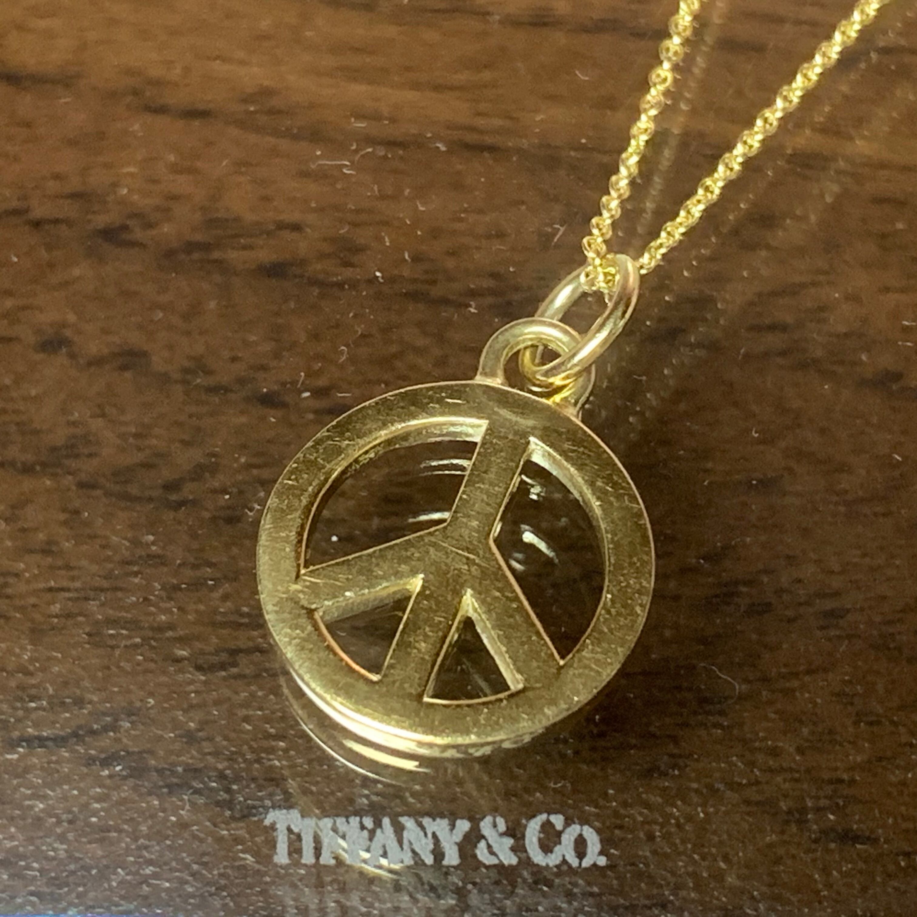 OLD TIFFANY PEACE SIGN 18K GOLD CHARM 