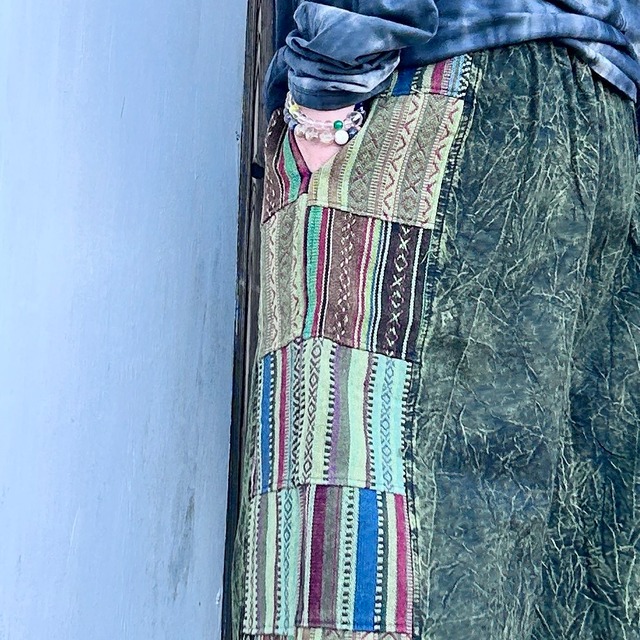 サイド切り替えワイドパンツ