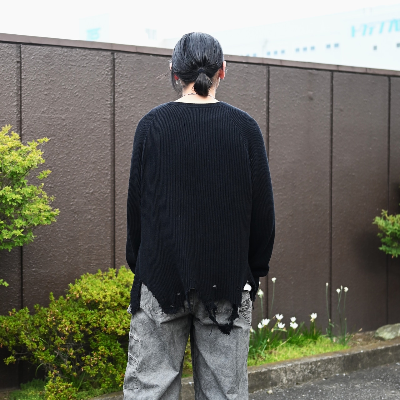Leh(レー)GANKO別注×damage waffle L/S sweater コーディネート