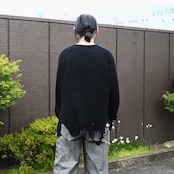Leh(レー)GANKO別注×damage waffle L/S sweater コーディネート