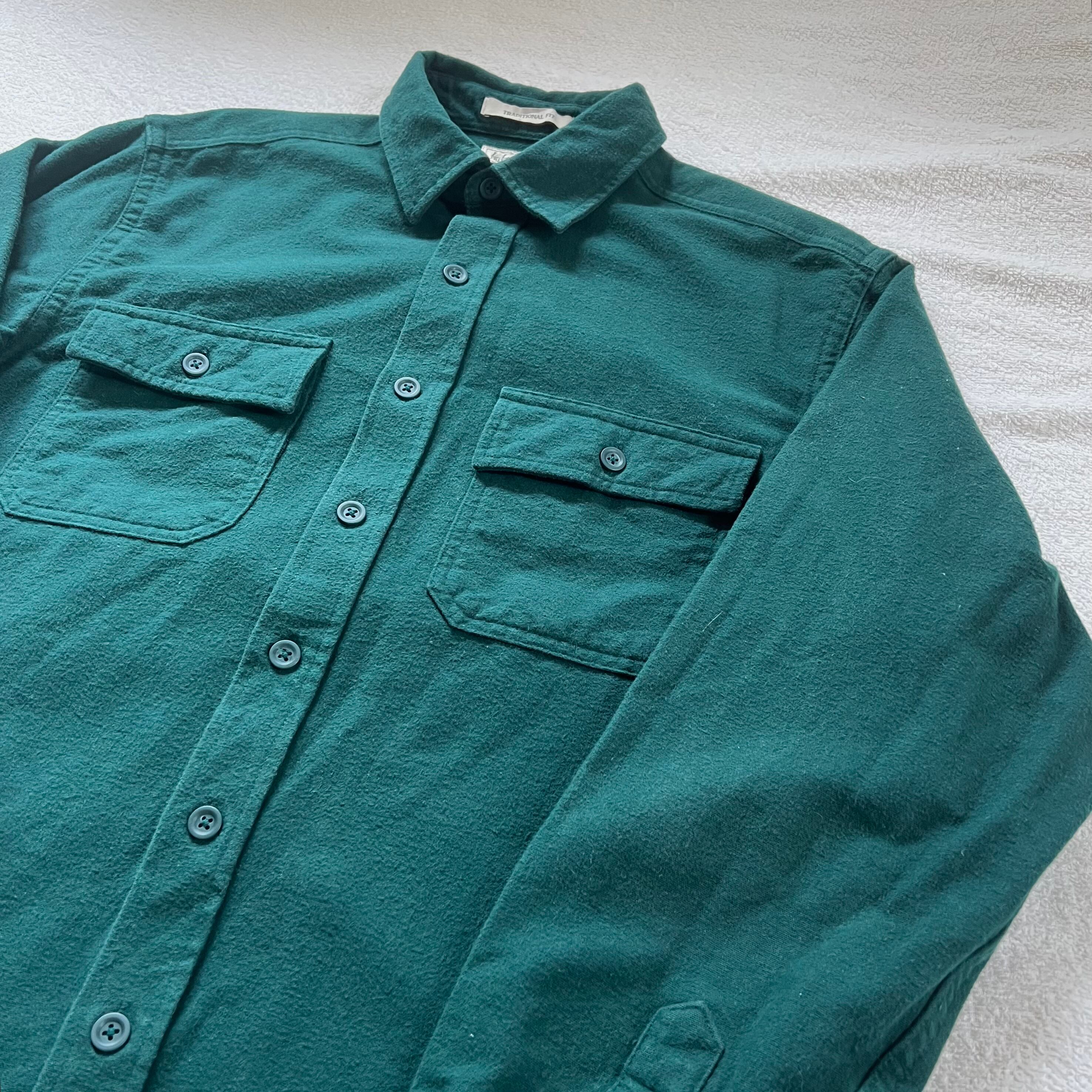 エルエルビーンL.L.BEAN シャモアクロスシャツ緑グリーンヴィンテージ起毛
