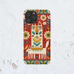 受注生産 iPhoneケース 白猫と太陽花の民芸パネル｜猫モチーフ PSYF067B