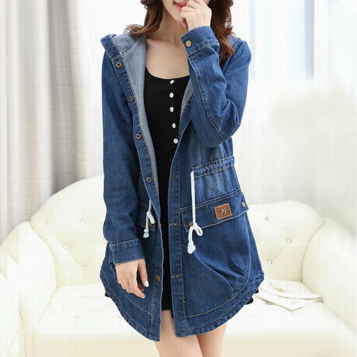 レディース フード付き デニムコート/デニムジャケット スプリング