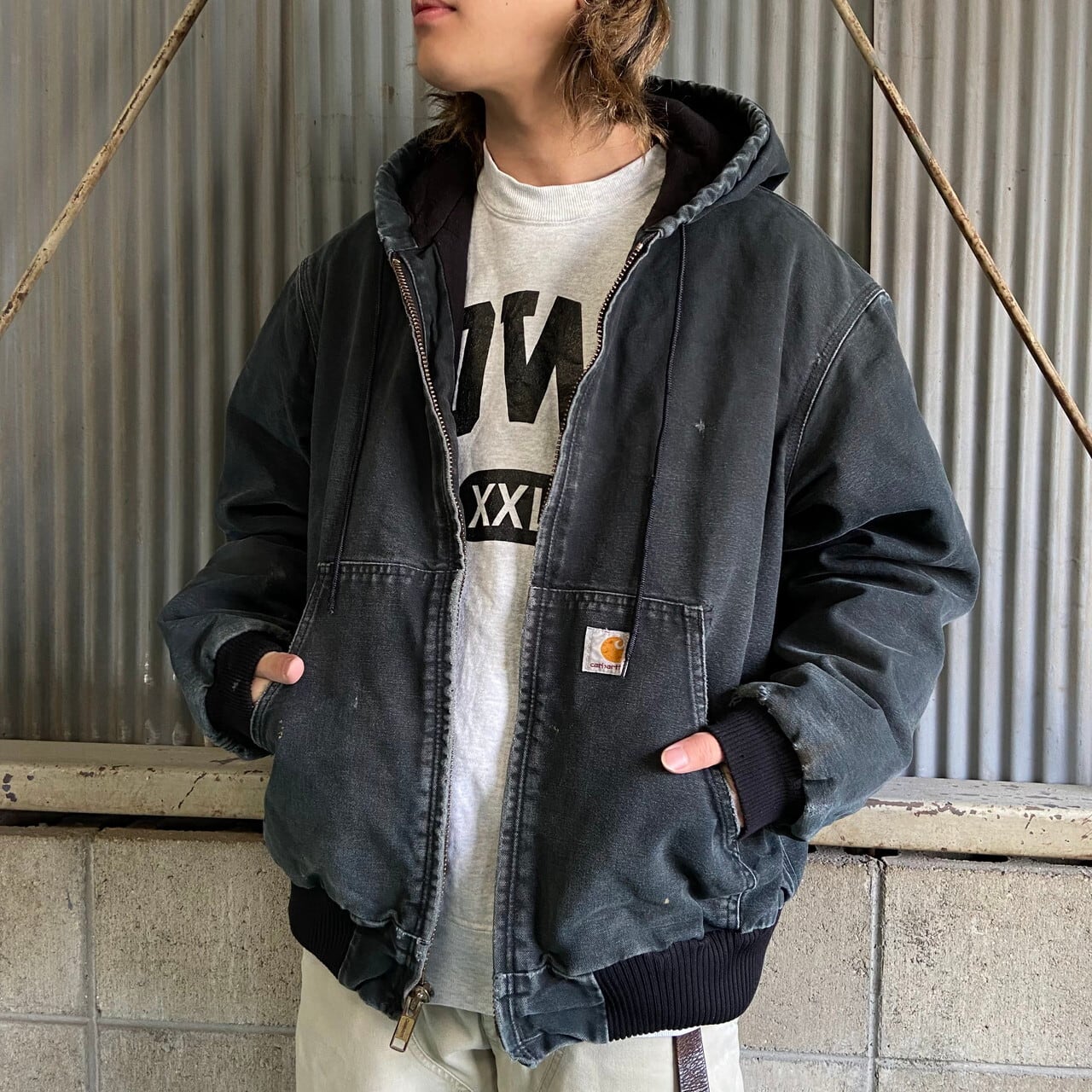 Carhartt 黒 ワークジャケット フーディ