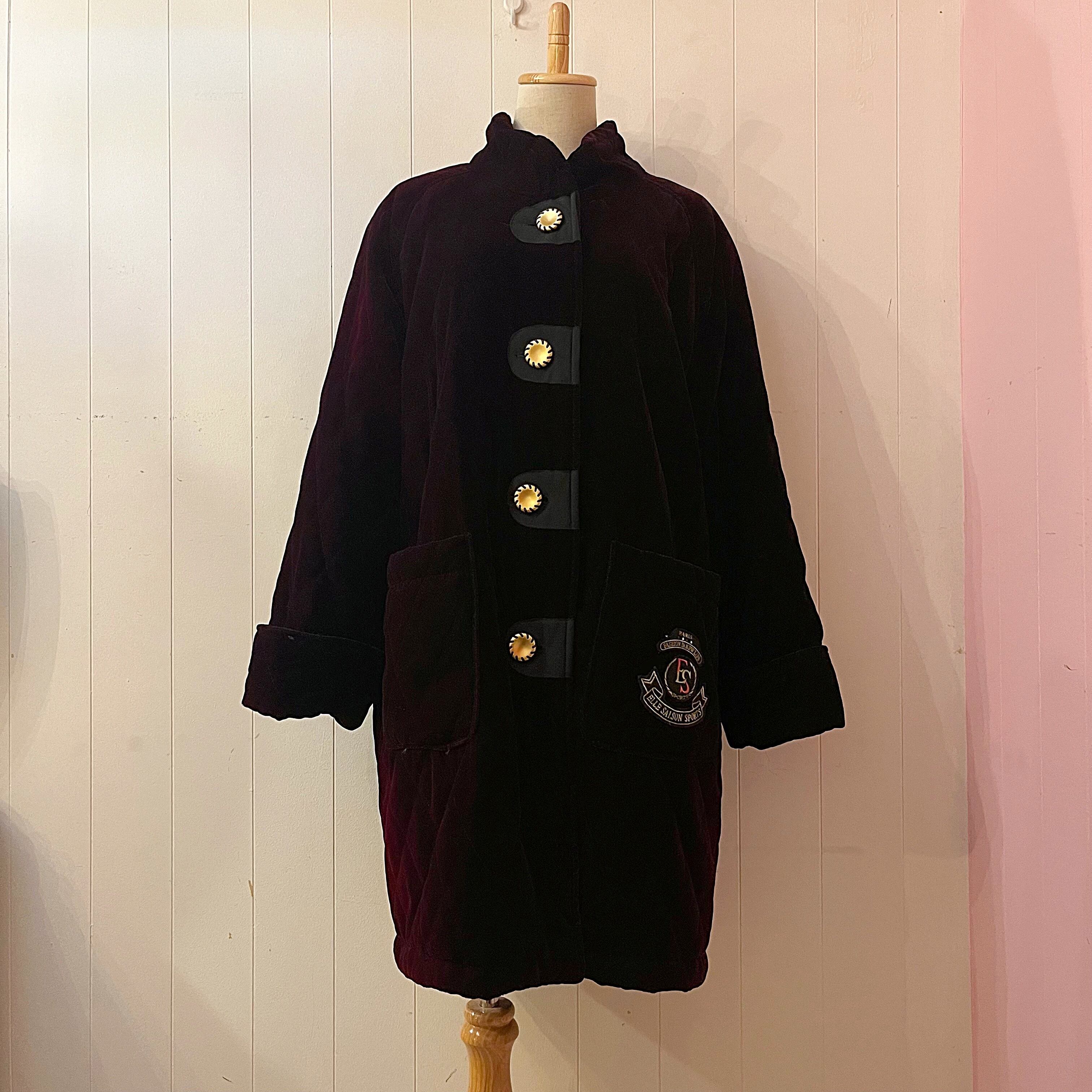 gold button velours quilting coat