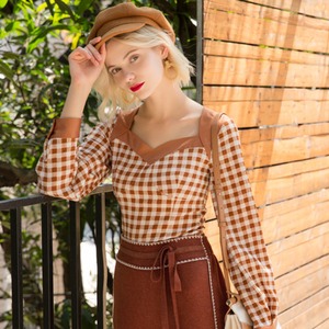 gingham check short blouse・1colors