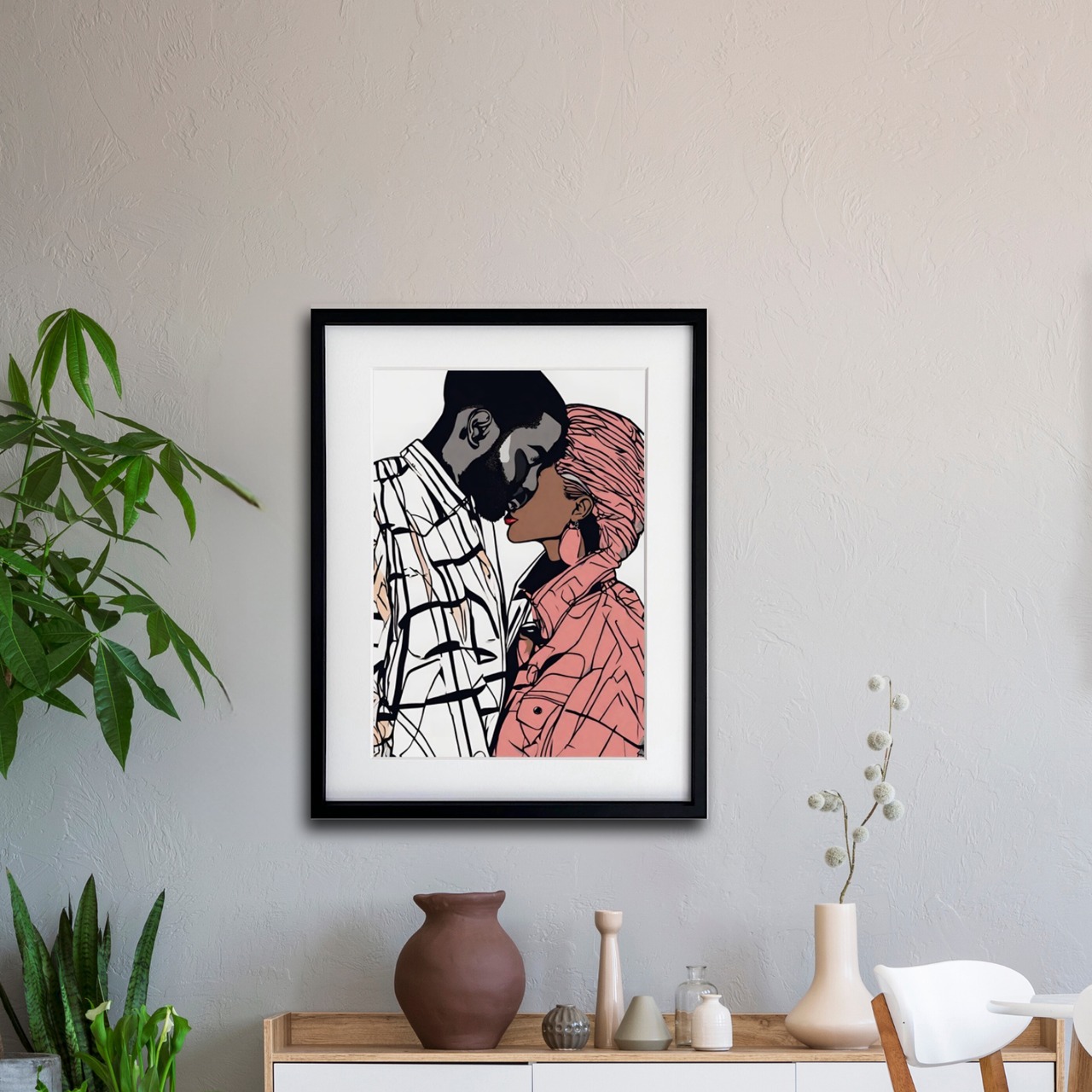 color of heart｜色彩で心の動きを描く抽象アートポスター｜北欧・モダン・フェミニン空間に合う額縁付きインテリアA2ポスター