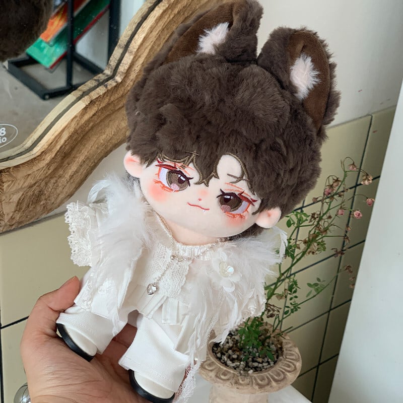 20cmぬいぐるみ用 レースシャツ+パンツ+羽毛付きジャケット+ネックレス
