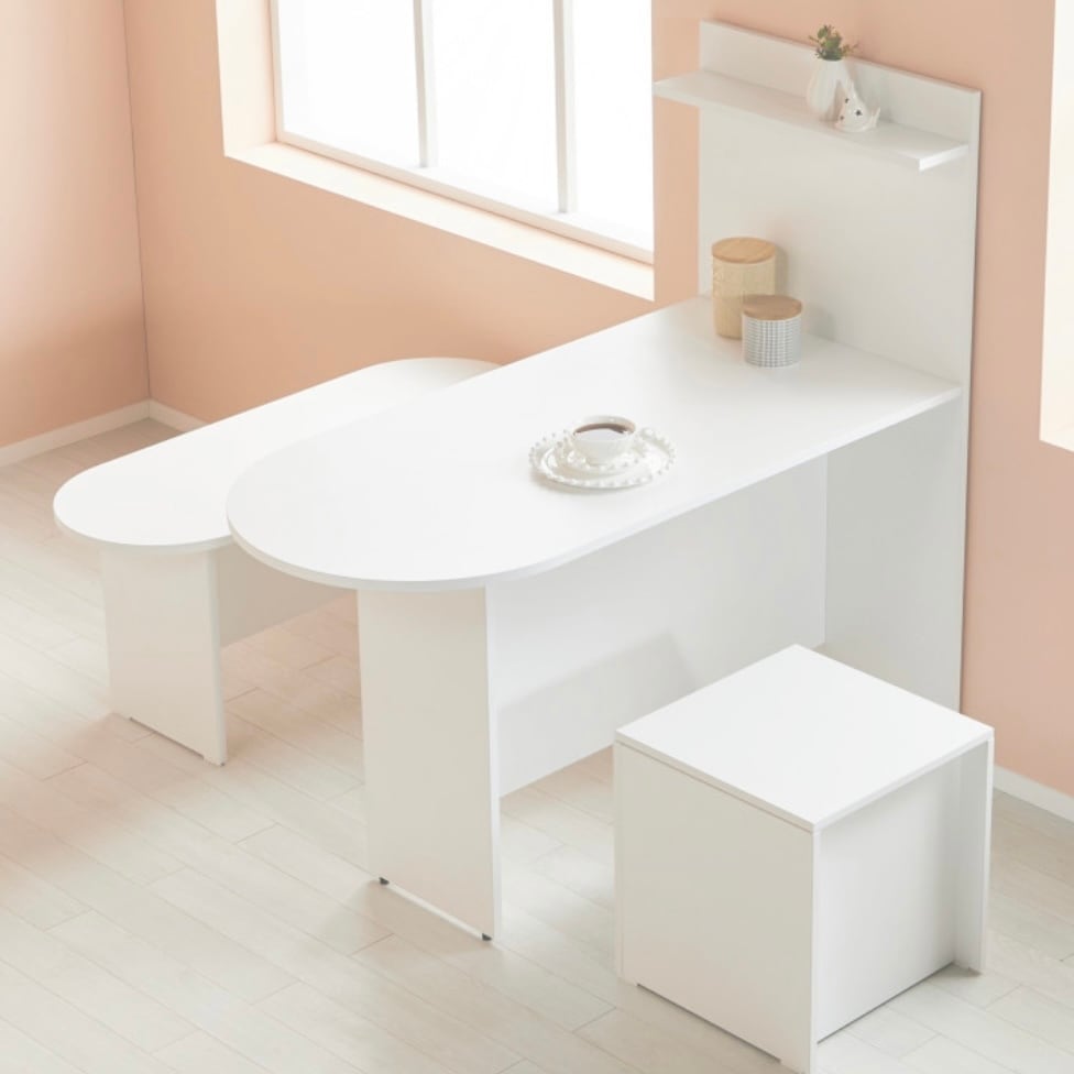 韓国インテリア　 半円　楕円　半楕円　ムーンテーブル shelf hald moon table 1200 2colors / シェルフ ハーフムーン