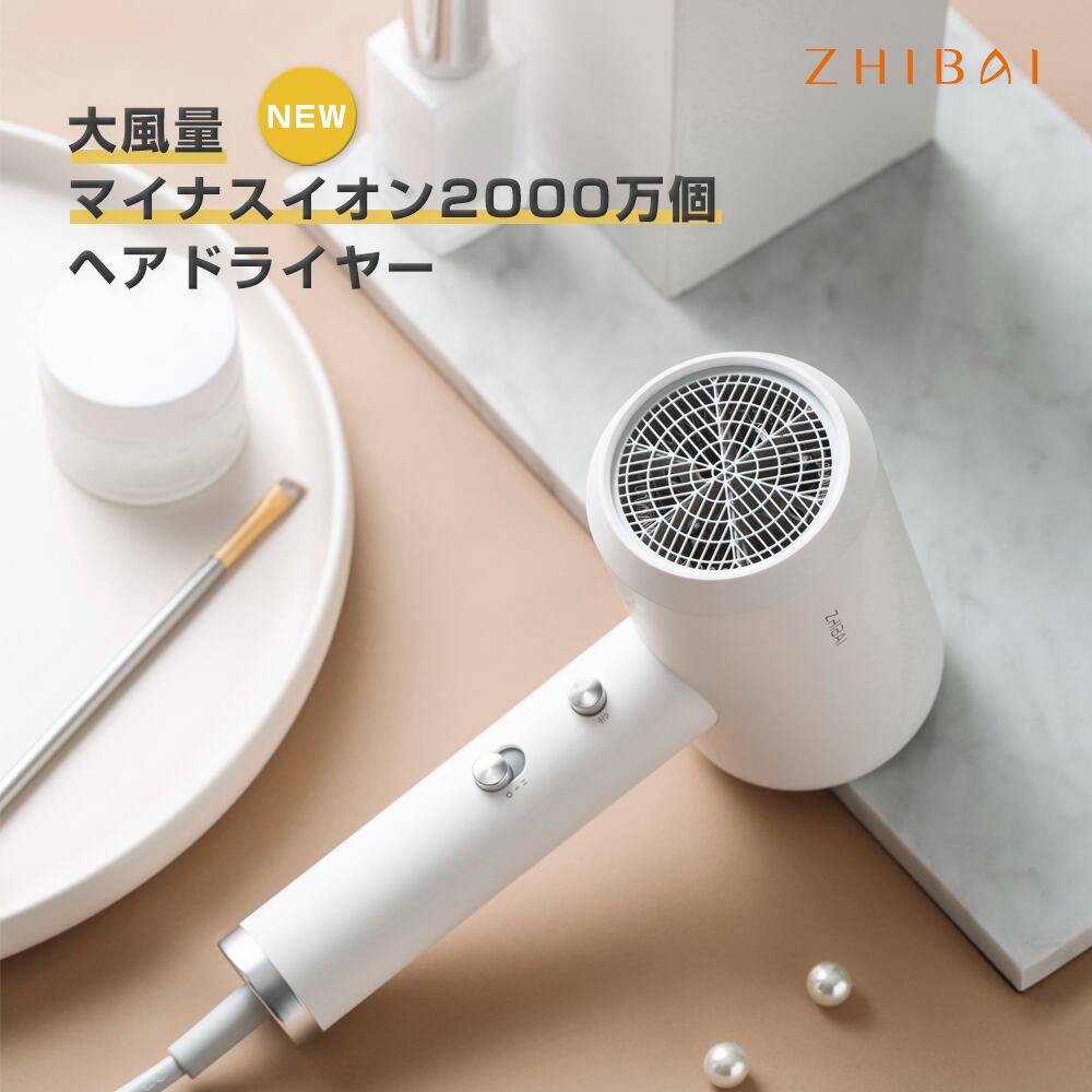 ZHIBAI マイナスイオン ヘア ドライヤー HL312 大風量 マイナスイオン