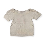 イタリア製 ALBERTA FERRETTI アルベルタフェレッティ 編み込み 半袖 コットンニット セーター サイズ 38 /ホワイト/ウールン商会