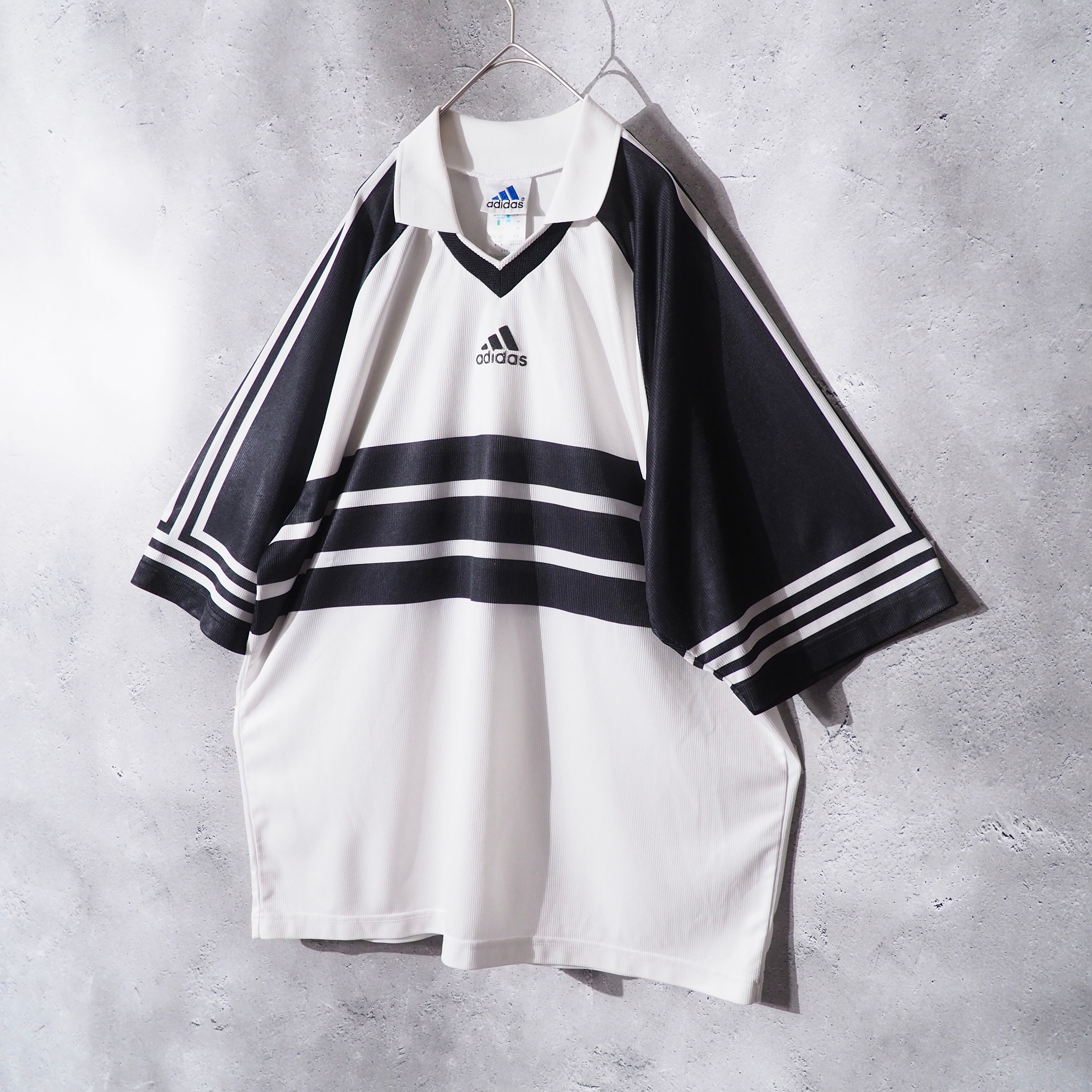 1990s " Old adidas " Monotone Line Design Vintage Loose Game Shirt